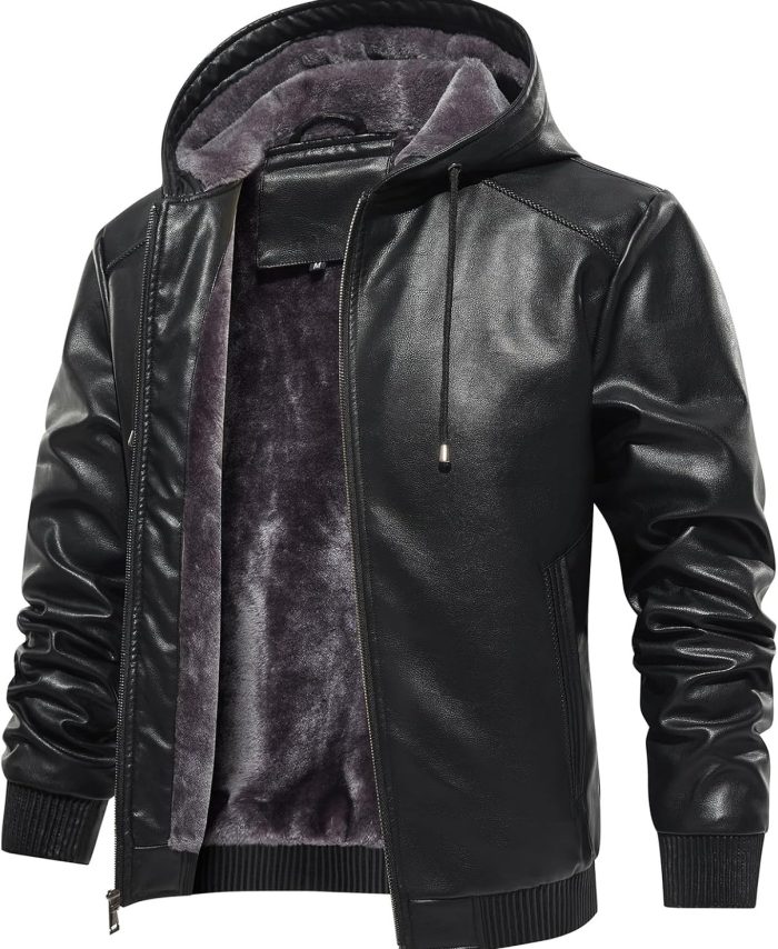 buy Mansdour Men's Faux Leather Motorcycle Bomber Jacket