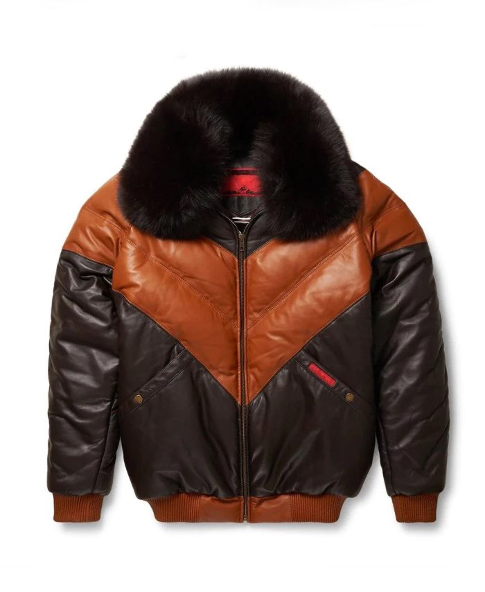 Buy V-Bomber Leather Motorcycle Jacket Brown and Black